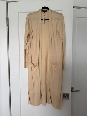NWT Banana Republic Factory Long Open Front Cardigan in Cream